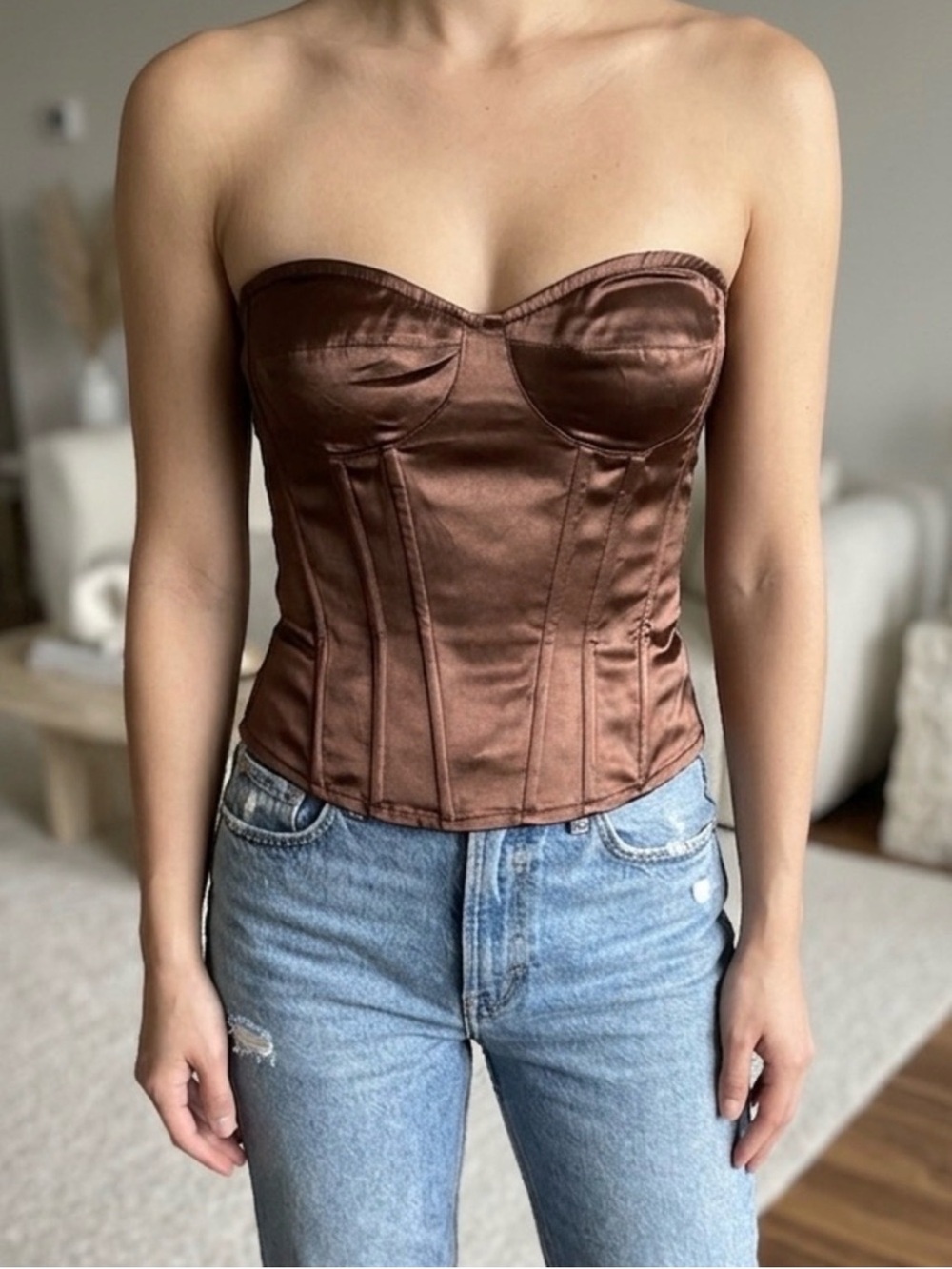 PLT Chocolate Satin Corset
